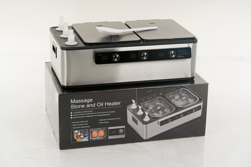 Massage hot stone and Massage oil heater with three bottles