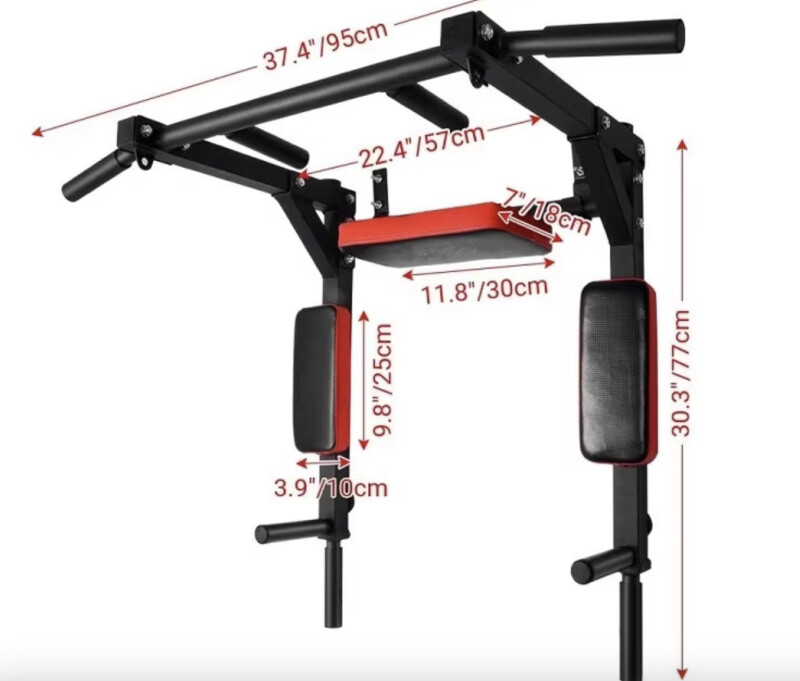 Wall mounted horizontal bar-parallel bars 3in1, black