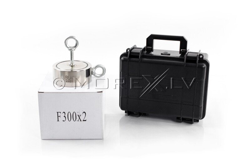 Black Magnet F300X2 Double-sided Fishing Magnet 2x300kg with case BOX400