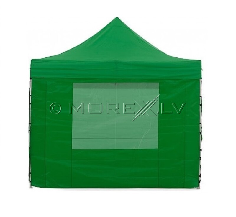 Pop Up Folding white awning 3x3 m + green roof and canopy walls (50x50x1.8 mm frame, N series)