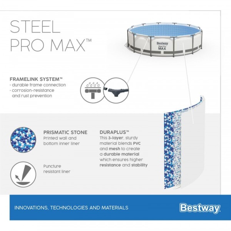 Karkasinis baseinas Bestway Steel Pro Max Set 488x122 cm, su filtruojančiu siurbliu ir priedais (5612Z)