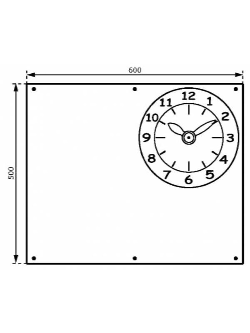 Доска для мела с часами КВТ, 50х60 см