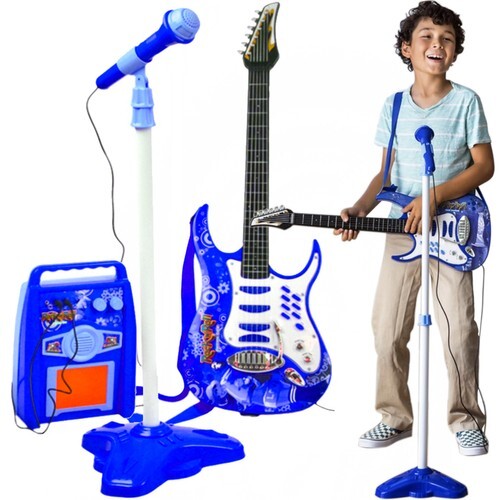 Electric guitar with microphone and loudspeaker